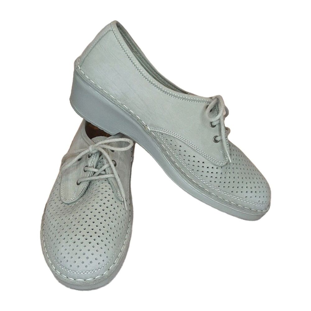 Finn Comfort Shoes Gray Women Size US 8 / UK 5 1/2 Oxford Perforated Germany